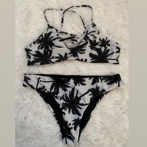 Shein Black and White palm tree bikini